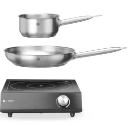 Set: piastra a induzione 3500W + pentola + padella, HENDI, Nero