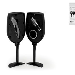 Cofanetto 4 pezzi somelier forma di calice colore nero con gadget.
