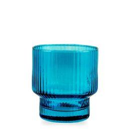 Conf 6 bicchieri Bliss in vetro rigato Blue 32 cl