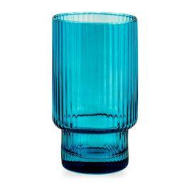 Conf 6 bicchieri Bliss blue in vetro rigato 45cl