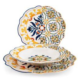 Servizio 18 piatti faenza china decorato