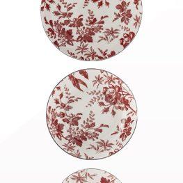 Set 18 piatti elizabeth decorata rosso
