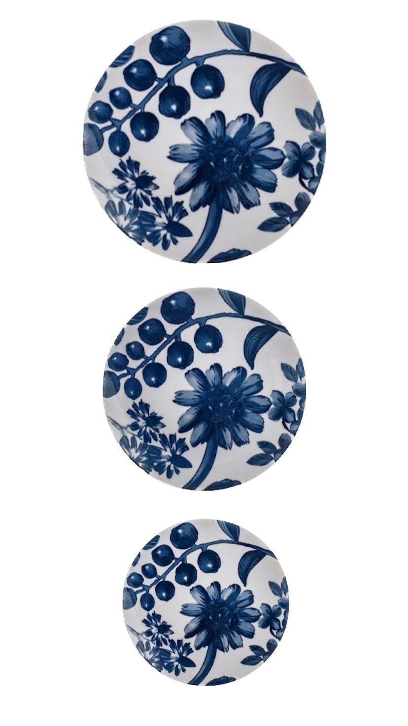 Set 18 piatti grandiflora decorata blu
