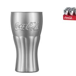 Bicchiere coca cola 6 pezzi in vetro colore silver cl 37. V4646