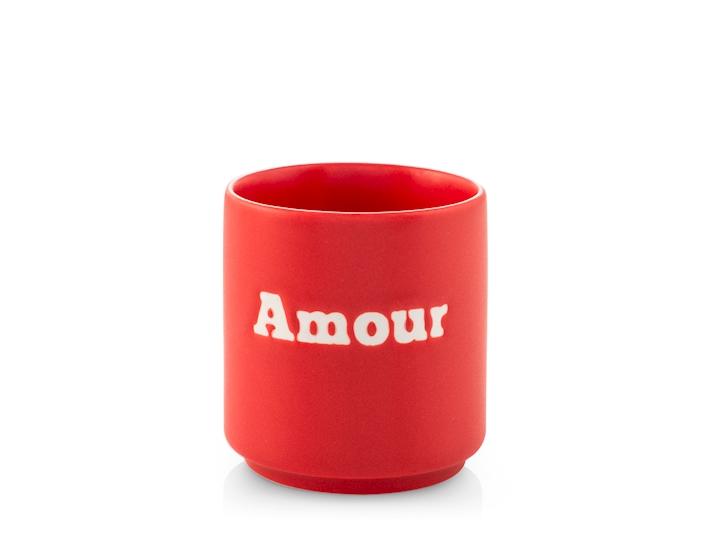 Bicchiere in Ceramica rossa con scritto "Amour" – Capacità 200 cc