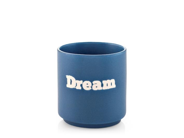 Bicchiere in Ceramica blu con Scritta "Dream" – Capacità 200 cc