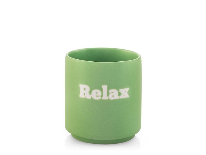 Bicchiere in Ceramica Verde con Scritta "Relax" – Capacità 200 cc