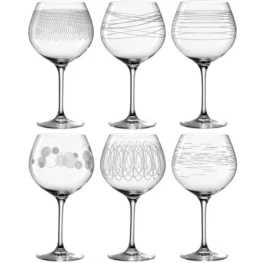 Set 6 calici Leonardo in vetro decorati 630 ml