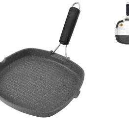 bistecchiera quadrata  stone grey 28 cm ind