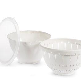 Contenitore colatutto in polipropilene con coperchio bianco cm18