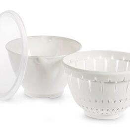 Contenitore colatutto in polipropilene con coperchio bianco cm22