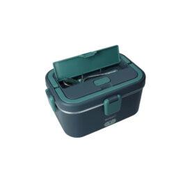 Lunch box termica blu/verde petrolio c/posate e borsa contenitore inox