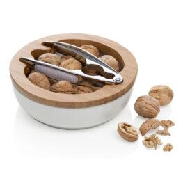 Ciotola portanoci porcel bianca c/sup bambo c/schiaccian cpl