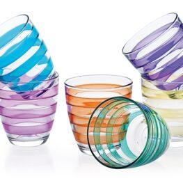 Confezione 6 bicchieri helezon in vetro colori assortiti cl 27