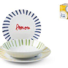 Servizio 18 pezzi tavola casa amore in porcellana decorata.