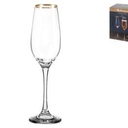 Confezione 6 calici Flute Amber bordo oro  Pasabahce 25,5 cl