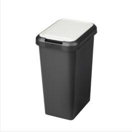 Tontarelli - Pattumiera con coperchio "Touch & Lift" 25L Colore Nero/Bianco