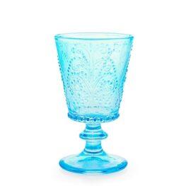 Set quattro calici garden in vetro lavorato colore azzurro cl 25