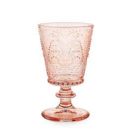 Set quattro calici garden in vetro lavorato colore rosa antico cl 25.