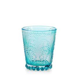 Set sei bicchieri garden in vetro lavorato colore azzurro cl 35