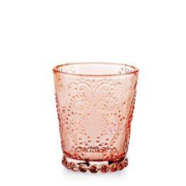 Set sei bicchieri garden in vetro lavorato colore rosa antico cl 35.