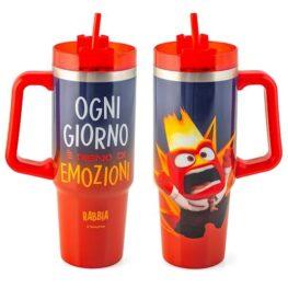Mug termico in acciaio inox 18/10 con cannuccia inside out rabbia lt 0,9