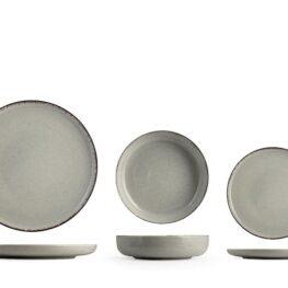 Servizio tavola 12 piatti pearl in porcellana colore grigio