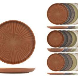 Servizio 18 piatti tavola universe forma nordica in stoneware colori assortiti