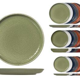 Servizio 18 piatti tavola havana in stoneware forma nordica colori assortiti.