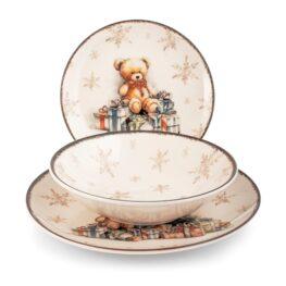 Sevizio 18 pezzi tavola majestic in stoneware decorato.