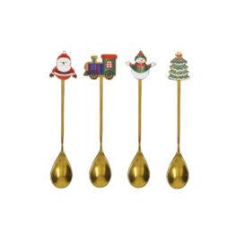CUCCHIAINO GOLD SOG NATALIZI ASS SET 4 PZ INOX